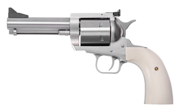 Picture of Magnum Research Bfr44mag5b6 Bfr Short Cylinder 44 Rem Mag 6 Shot, 5" Brushed Stainless Steel Barrel, Cylinder  & Frame, White Polymer Grip, Hammer Safety, Exposed Hammer BFR44MAG5B-6