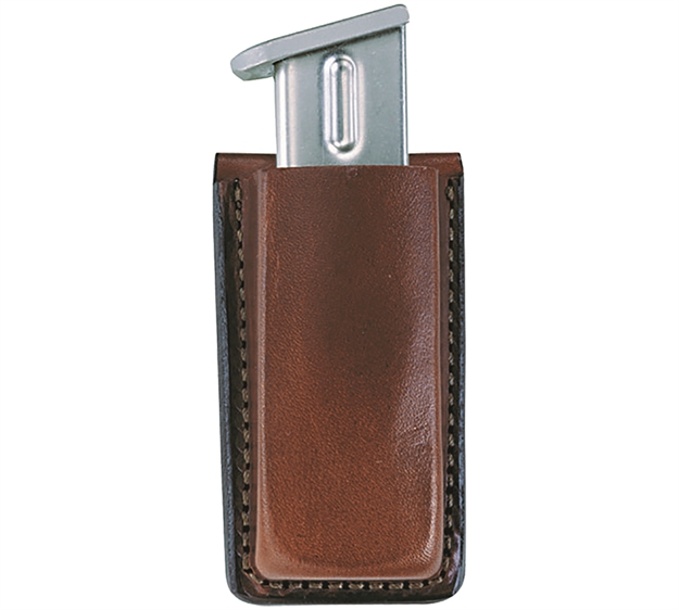 Picture of  Bianchi 10734 Open Top Mag Pouch  Single Tan Leather Belt Clip Compatible W/ 9Mm/10Mm/40/45 Belts 1.75" Wide