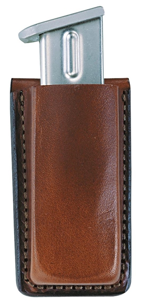 Picture of  Bianchi 18056 Open Top Mag Pouch  Single Black Leather Belt Clip, Belts 1.75" Wide Compatible W/Glock 17/19/22/23/30/S&W 9/40F/M&P 9/40 013527180568