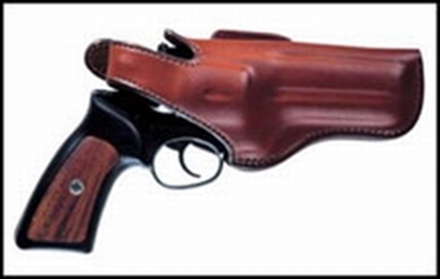 Picture of  Bianchi 10309 5Bhl Thumbsnap  Owb Size 08 Tan Leather Belt Loop Fits S&W N Frame/Colt Anaconda 4" Barrel Right Hand 013527103093