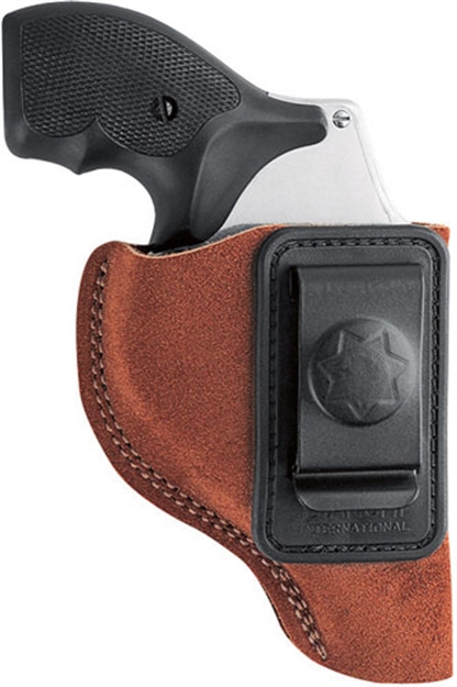Picture of  Bianchi 18026 6C  Iwb Tan Leather Belt Clip Compatible W/Glock 19/23/26/27/36 Right Hand