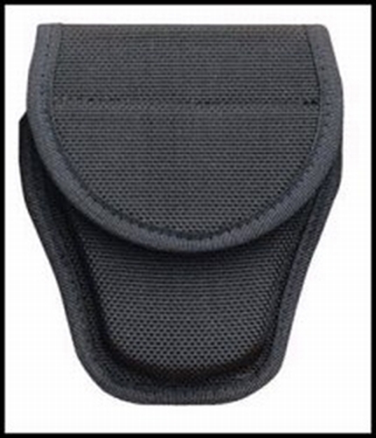 Picture of  Bianchi 17390 7300 Covered Handcuff Case Standard Linked Handcuffs Accumold Black Basketweave 2.25" Hook & Loop