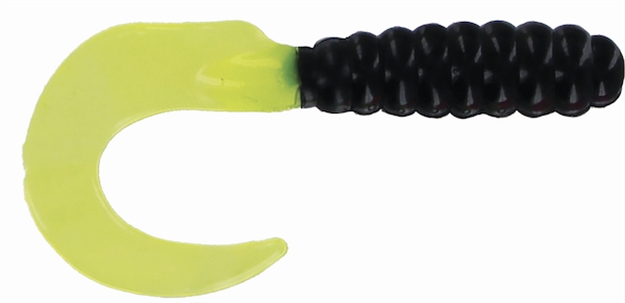 Picture of Big Bite Baits 2" Curl Tail Grub Blk/Chrt 10Pk CTG216 805104024958