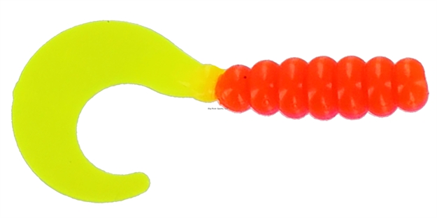 Picture of Big Bite Baits 2" Fat Grub, Orange/ Chartreuse