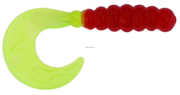 Picture of Big Bite Baits 2" Fat Grub, Red Chartreuse