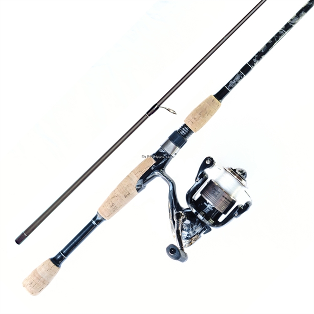 Picture of Big Bite Black Reaper Spinning Combo, 2000 Size Reel, 2+1 Bb, 5.1:1 Gear Ratio. 6'6" Rod With Cork Handle, Prespooled 12Lb Mono