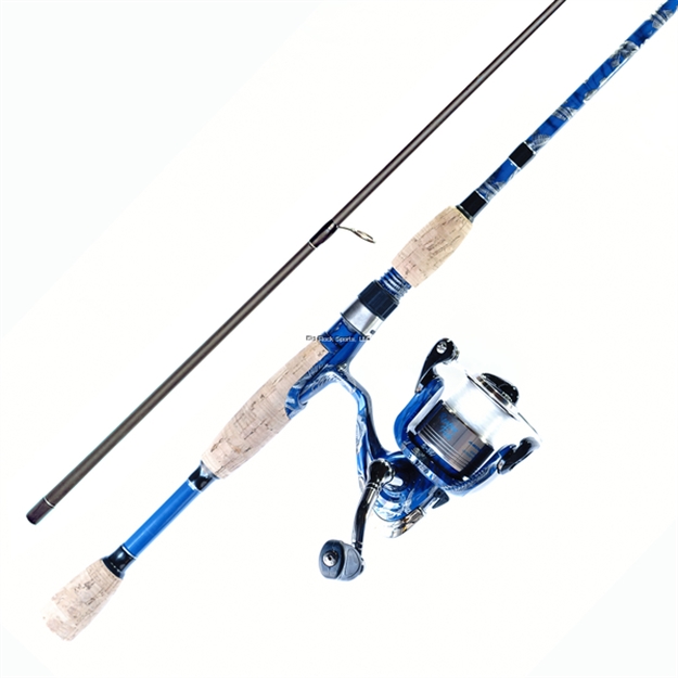 Picture of Big Bite Blue Reaper Spinning Combo, 2000 Size Reel, 2+1 Bb, 5.1:1 Gear Ratio. 6'6" Rod With Cork Handle, Prespooled 12Lb Mono