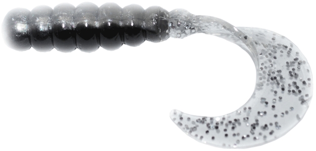 Picture of Big Bite Fat Grub Curl Tail, 2",, Black N Silver, 10/Pack FG212