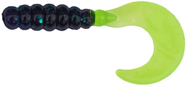 Picture of Big Bite Fat Grub Curl Tail, 2",, Junebug Chartreuse, 10/Pack FG237 805104050292