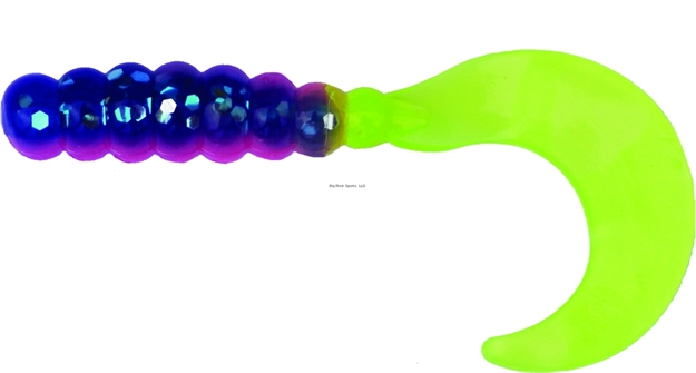 Picture of Big Bite Fat Grub Curl Tail, 2",, Pink Blue Sparkle Chartreuse, 10/Pack