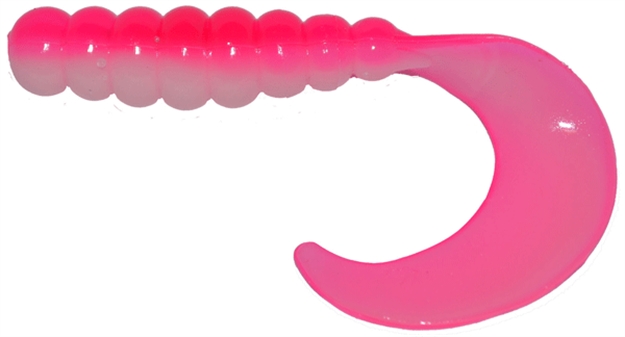 Picture of Big Bite Fat Grub Curl Tail, 2",, Pink/White, 10/Pack FG218 805104025221