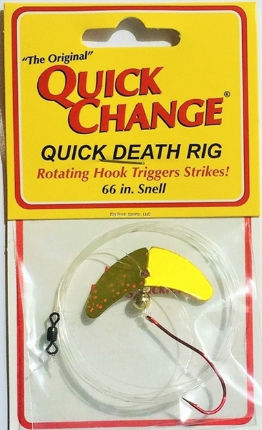 Picture of Big Bite Quick Death- 1 1/2"" Wing Rig- SZ 2 Quick Death Hook- 66" 14# Test -Gold Shiner