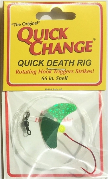 Picture of Big Bite Quick Death- 1 1/2" Wing Rig- SZ 2 Quick Death Hook- 66" 14# Test -Green