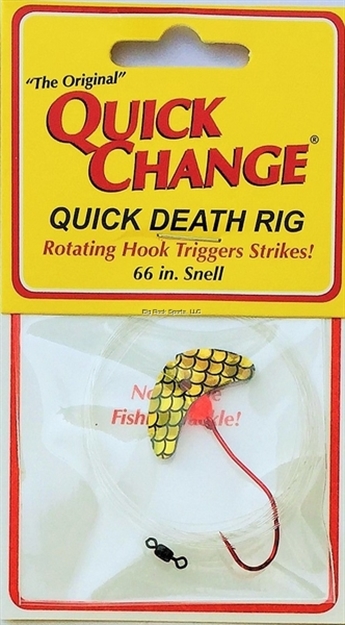 Picture of Big Bite Quick Death- 1" Wing Rig- SZ 2 Quick Death Hook- 66" 14# Test -Gold Shiner