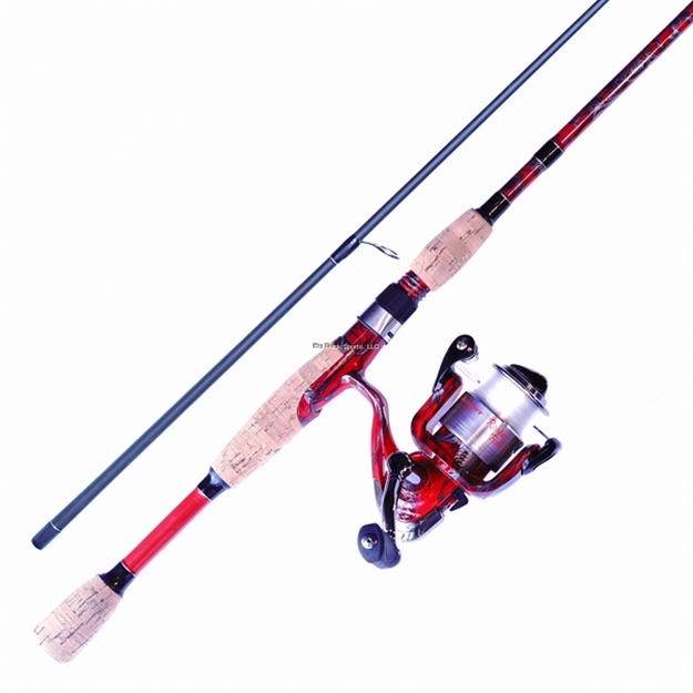 Picture of Big Bite Red Reaper Spinning Combo, 2000 Size Reel, 2+1 Bb, 5.1:1 Gear Ratio. 6'6" Rod With Cork Handle, Prespooled 12Lb Mono