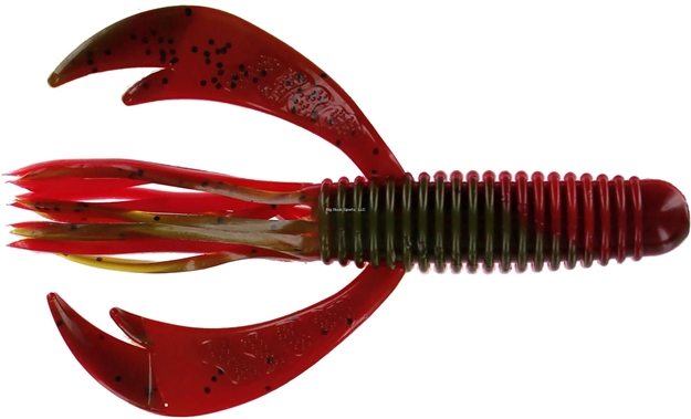 Picture of Big Bite Swimming Craw Tube, 4", Green Pumpkin Texas Red, 7/Pack