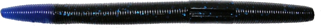 Picture of Big Bite Trick Stick Finesse Worm, 5", Black Blue Tip, 10/Pack