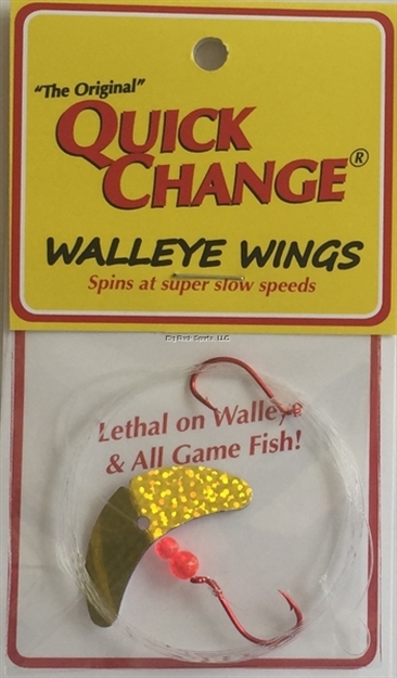 Picture of Big Bite Walleye Wing - 2 Hook Harness -  66"  14 #Test- 1 1/2 " Gold Wing