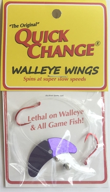 Picture of Big Bite Walleye Wing - 2 Hook Harness -  66"  14 #Test- 1 1/2 " Purple Wing