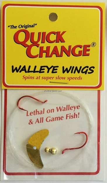 Picture of Big Bite Walleye Wing - 2 Hook Harness -  66"  14 #Test- 1" Gold Wing