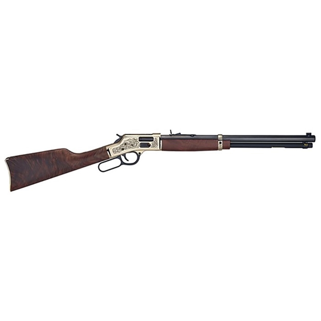Picture of  Henry H006gd Side Gate Deluxe 44 Mag/44 Special 10+1 20" Blued Octagon Barrel, Engraved Polished Brass Rec, Semi-Fancy American Walnut Stock, Adj. Sight 619835060860