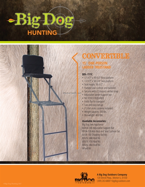 Picture of Big Dog Hunting 15' Convertible Treestand, Converts From Gear/Deer Cart TO 15' Treestand, 90% Pre-Assembled, NO Tools Required