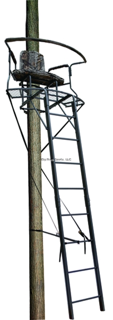 Picture of Big Dog Hunting 17.5' Stadium Series XL 2-Man Ladderstand, Dual Rail Ladder, Curved 53" X 13" Platform, Blind Included
