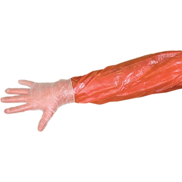 Picture of Big Game Hunting Field Dressing Glove Kit 4-Pack, 4 Pair Orange Shoulder Length Gloves & 4 Pairs Fitted Gloves, 4 Sanitary Towlettes GP100-4