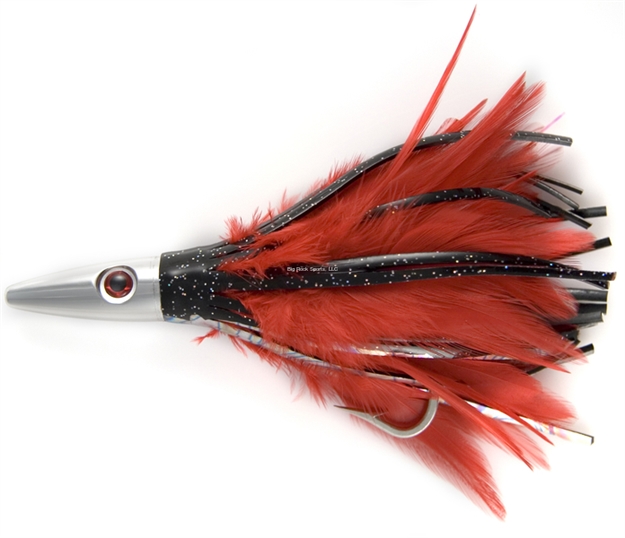 Picture of Billy Baits Ahi Slayer Trolling Lure,,  Black/Red Feather/Vinyl Skirt, 5 IN (12.7 Cm)
