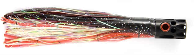 Picture of Billy Baits Magnum Turbo Whistler Trolling Lure,  Black/Red/Pearl Skirt, 2 OZ Head
