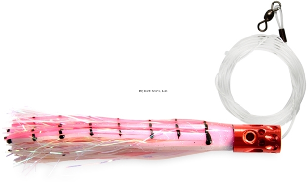 Picture of Billy Baits Magnum Turbo Whistler Trolling Lure, Rigged & Ready, Pink/Pearl Skirt, 2 OZ Head, 7/0 Hook, 100 LB Mono, 6 FT
