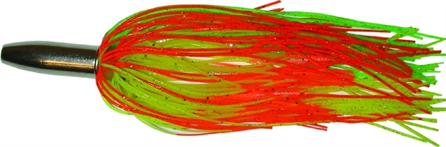 Picture of Billy Baits Mini Turbo Slammer Trolling Lure,  Green/Yellow/Orangfiretip, Concave Head, 5.5 IN