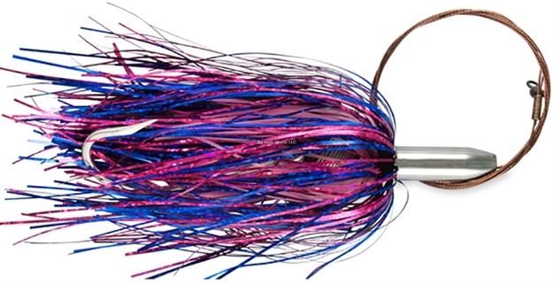 Picture of Billy Baits Mini Turbo Slammer Trolling Lure, Rigged & Ready, Blue Fuchsia/Pink, 7/0 Hook, 135 LB Afw Cable, 3 FT
