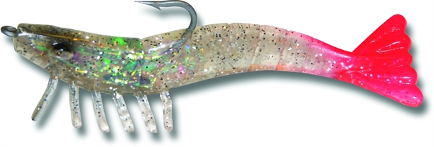Picture of Billy Bay Halo Magnum Shrimp, 1/4 Oz, Clear Sparkle/Pink Tail, 3/Pack