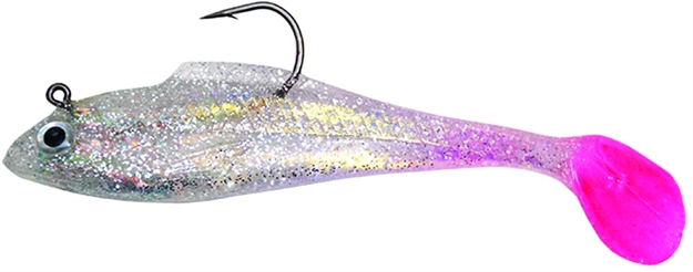 Picture of Billy Bay Halo Shad, 1/4 Oz, Clear Sparkle/Pink Tail, 3/Pack