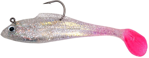 Picture of Billy Bay Halo Shad, 1/8 Oz, Clear Sparkle/Pink Tail, 3/Pack