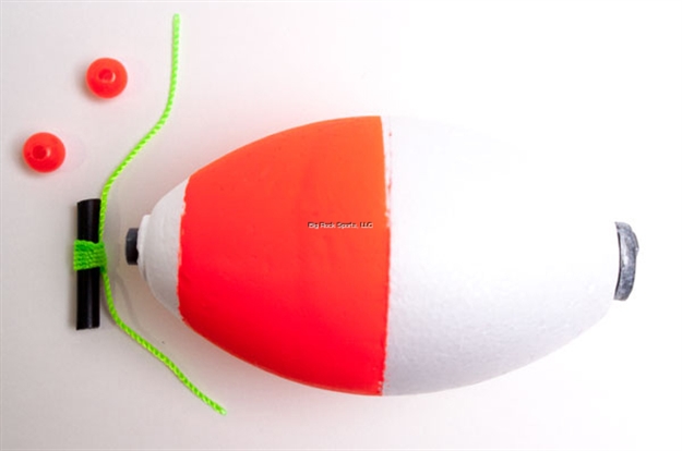 Picture of Billy Boy Weighted Oval Slip Float W/Beads & Bobber Stops 2-1/2" Red/White 2Pc BG