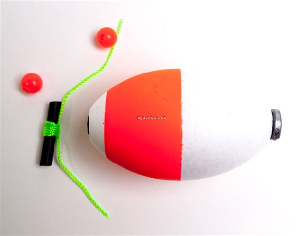 Picture of Billy Boy Weighted Oval Slip Float W/Beads & Bobber Stops 2" Red/White 2Pc BG