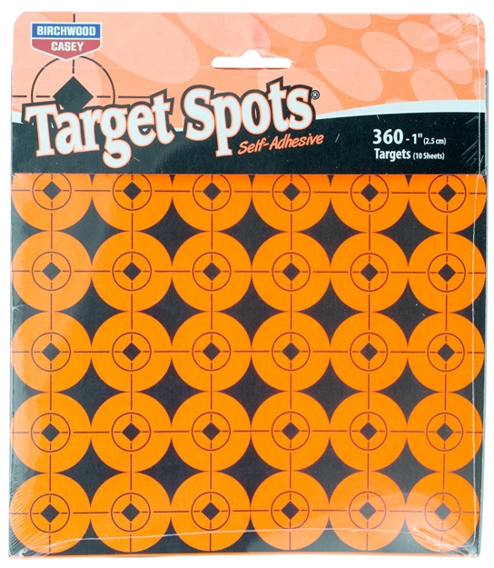 Picture of  Birchwood Casey 33904 Target Spots  Self-Adhesive Paper Black/Orange 1.5" Bullseye 160 Pack 029057339048