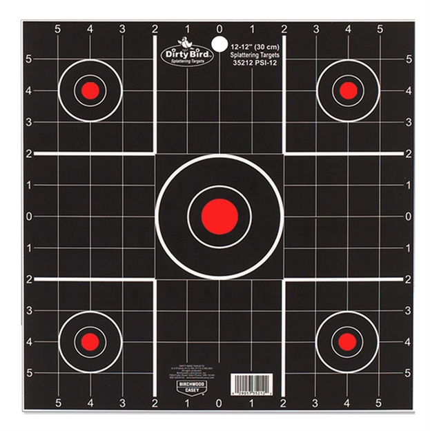 Picture of  Birchwood Casey 35212 Dirty Bird  Bullseye Tagboard Hanging 12" Black/Red 12 PK 029057352122
