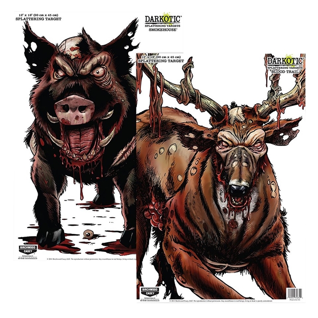 Picture of  Birchwood Casey 35627 Smokehouse  Zombie Deer/Hog Hanging Smokehouse Blood Trail All Firearms 12" X 18" Impact Enhancement Splatter 8 Targets 029057356274