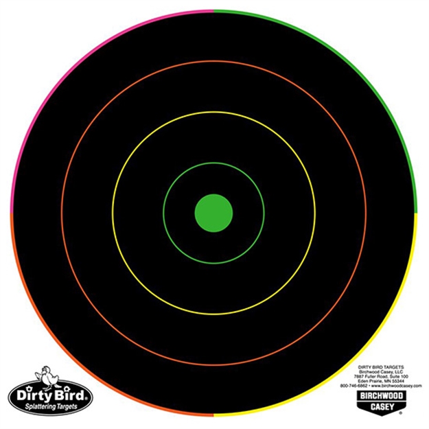 Picture of  Birchwood Casey 35820 Dirty Bird  8" Bullseye Tagboard Hanging Pistol/Rifle Black/Green 20 Per Pkg 029057358209