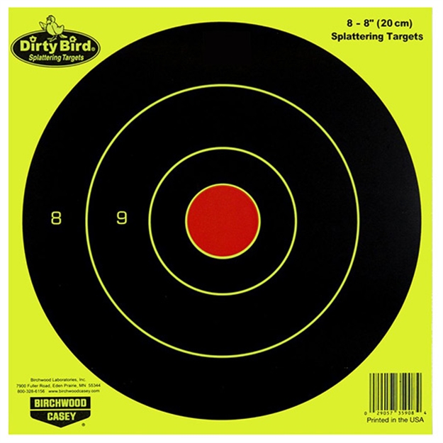 Picture of  Birchwood Casey 35950 Dirty Bird  Bullseye Paper Hanging Pistol/Rifle Black/Yellow 50 Per Pkg 029057359503