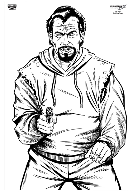 Picture of  Birchwood Casey 37016 Eze-Scorer  Bad Guy Silhouette Paper Target 23" X 35" 100 Per Pkg