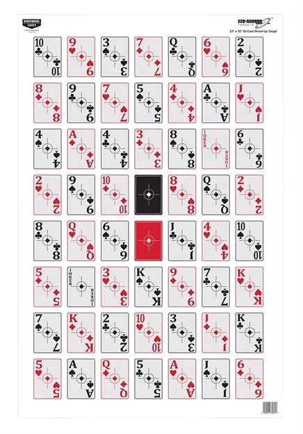 Picture of Birchwood Casey 37028 Eze-Scorer  Playing Cards Paper Hanging 23" X 35" Black/Red 100 Per Pkg 37028* 029057370287