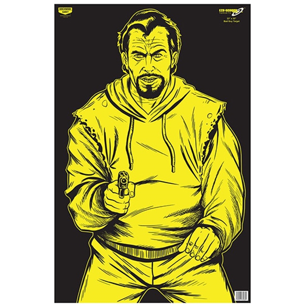 Picture of  Birchwood Casey 37035 Eze-Scorer  Silhouette Paper Hanging 23" X 35" Black/Yellow 5 Pack 029057370355