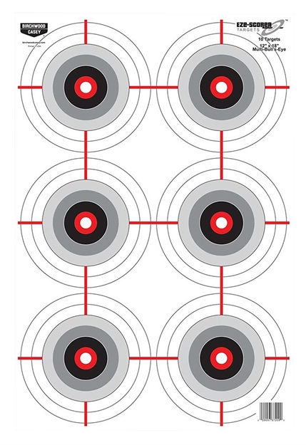 Picture of  Birchwood Casey 37063 Eze-Scorer  Bullseye Paper 12" X 18" Black/White Pkg OF 100