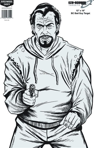 Picture of  Birchwood Casey 37205 Eze-Scorer  Silhouette Paper Hanging Pistol 12" X 18" Black/Gray/White 10 Pk. 029057372052