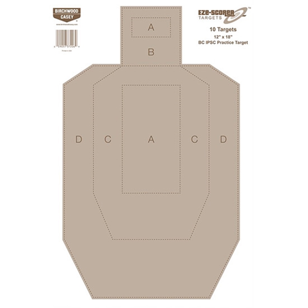 Picture of  Birchwood Casey 37206 Eze-Scorer  Ipsc Silhouette Paper Hanging Universal 12" X 18" Tan 10 Pk.
