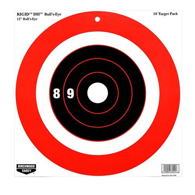 Picture of  Birchwood Casey 37211 Rigid DH Bullseye Tagboard Hanging 12" X 12" Black/Orange 10 Pk. 029057372113